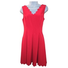 Banana Republic Wom Sz 2 Red Scalloped Sleeveless Sheath Dress Holiday Cocktail