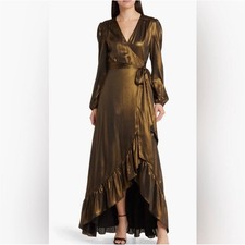 Wayf Meryl Long Sleeve Wrap High-Low Cocktail Dress