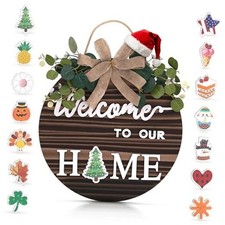 Interchangeable Welcome Sign   Welcome Signs for Front Door, Rustic Fir Wood
