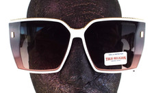 NWT TRUE RELIGION Women's Sunglasses White Frame Gradient Lens Square TR56895XK