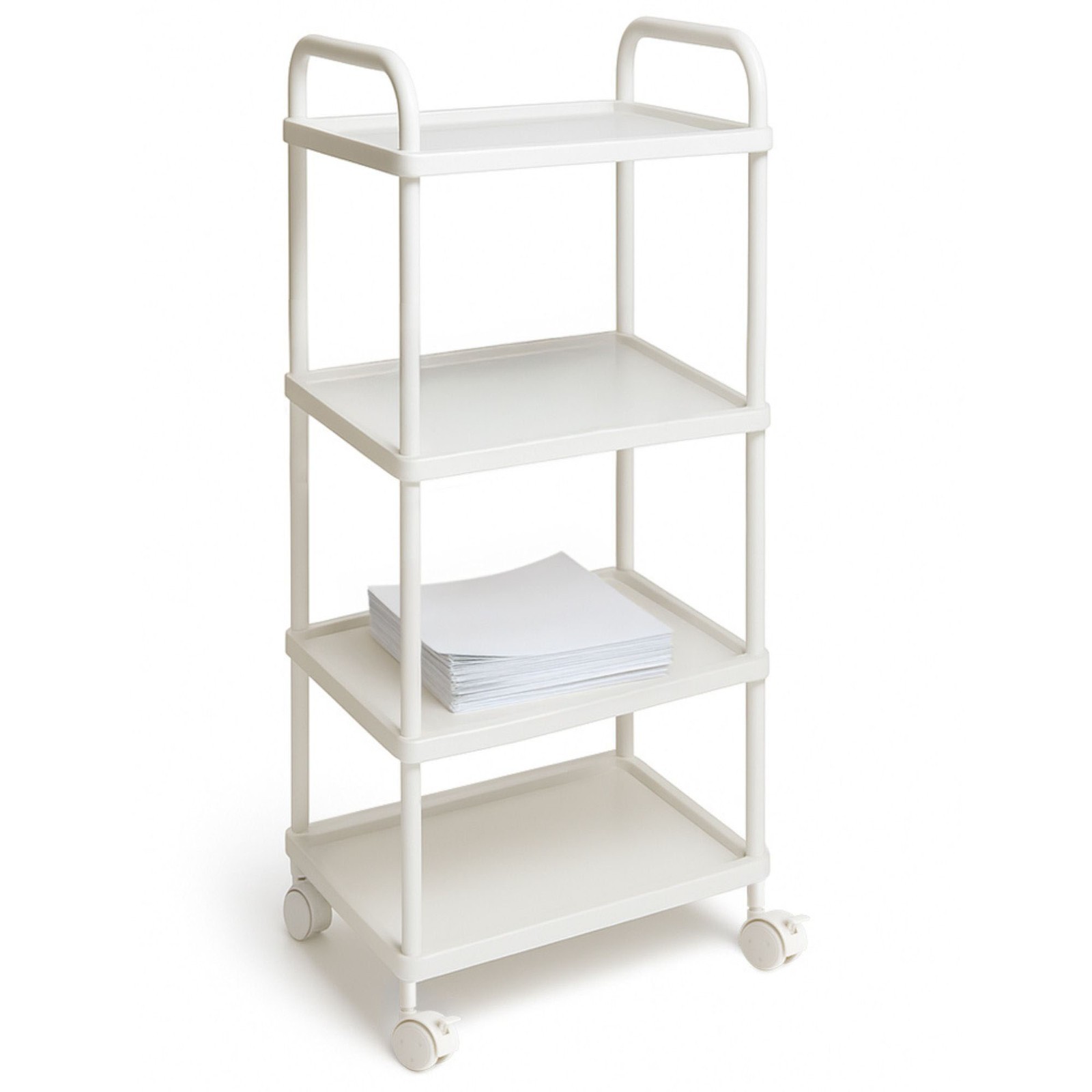ABBAware 4 Tier Storage Trolley Trays, Plastic Cart with Steel Reinforced Wheels
