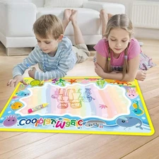 Animal Themes Rainbow Water Drawing Mat with 2 Pens Kids Water Doodle Mat Colori