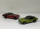 Vintage Hotwheel Redline Custom Camaro lot of 2, Antifreeze and Red, PARTS CARS