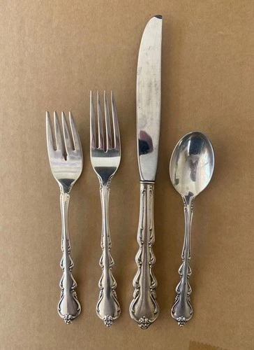 International Angelique Pattern Sterling Silver Four Piece Place Setting