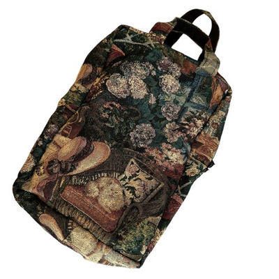 #ad #ad Vtg Grandmacore Top Handle Tapestry Bag Cottage Cat Boho Cabincore Shabby Chic $14.95