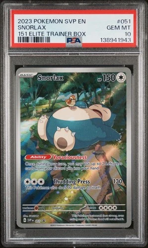 2023 Pokémon Black Star Promo SNORLAX #051 SVP EN 151 ETB PSA 10 Gem Mint
