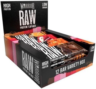 Warrior Raw Protein Bars 12x75g High Fibre Low Sugar Oat Flapjack Variety Box