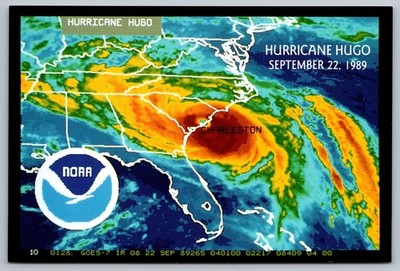 Charleston SC Hurricane Hugo  89 NOAA Disaster Radar Map UNUSED Weather Postcard