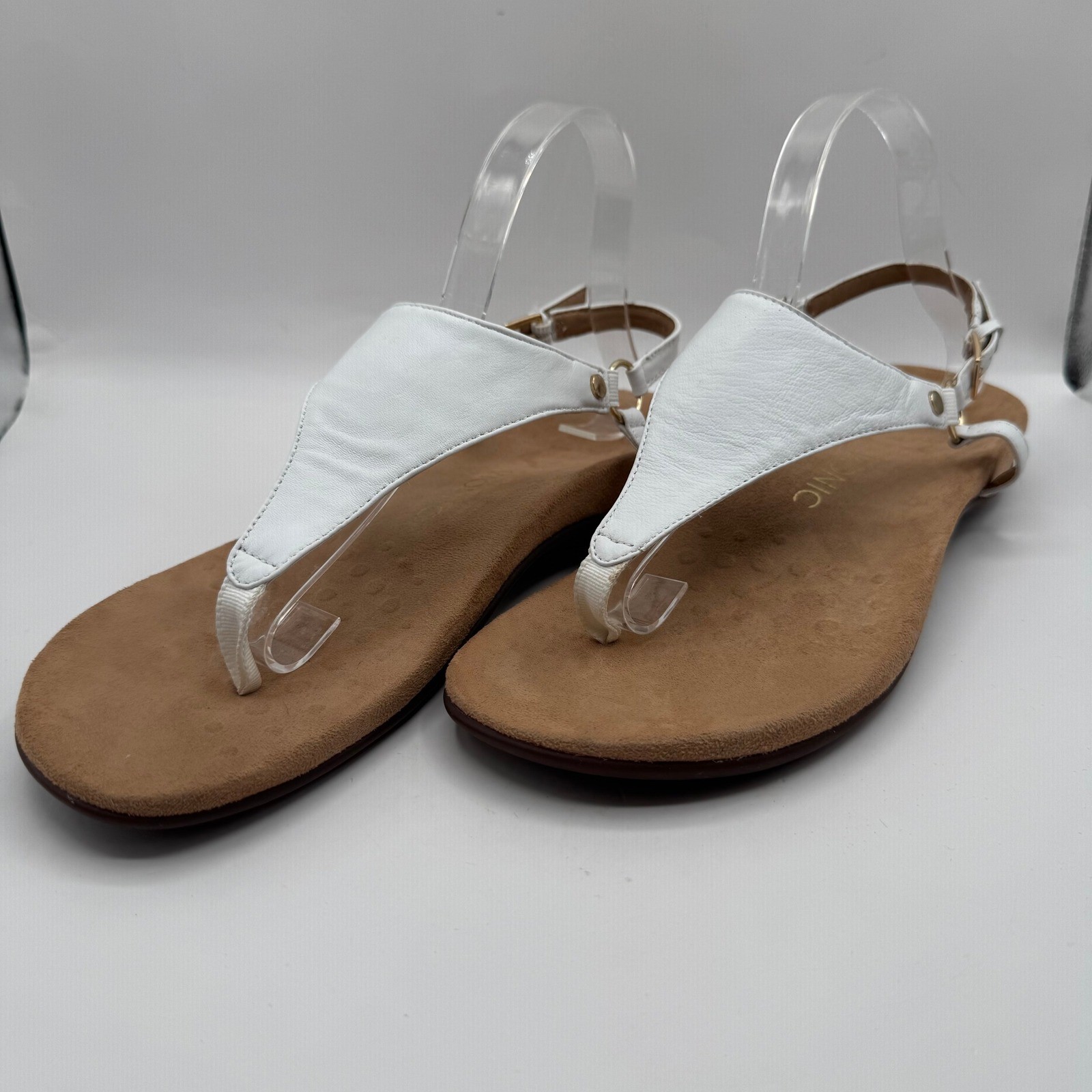 Vionic Kirra Backstrap Sandals Womens 10 White Leather Orthopedic Thong TVW5126