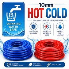 Caravan Fresh Water Pipe 10mm Blue Cold Red Hot All Lengths Food Grade Drinking