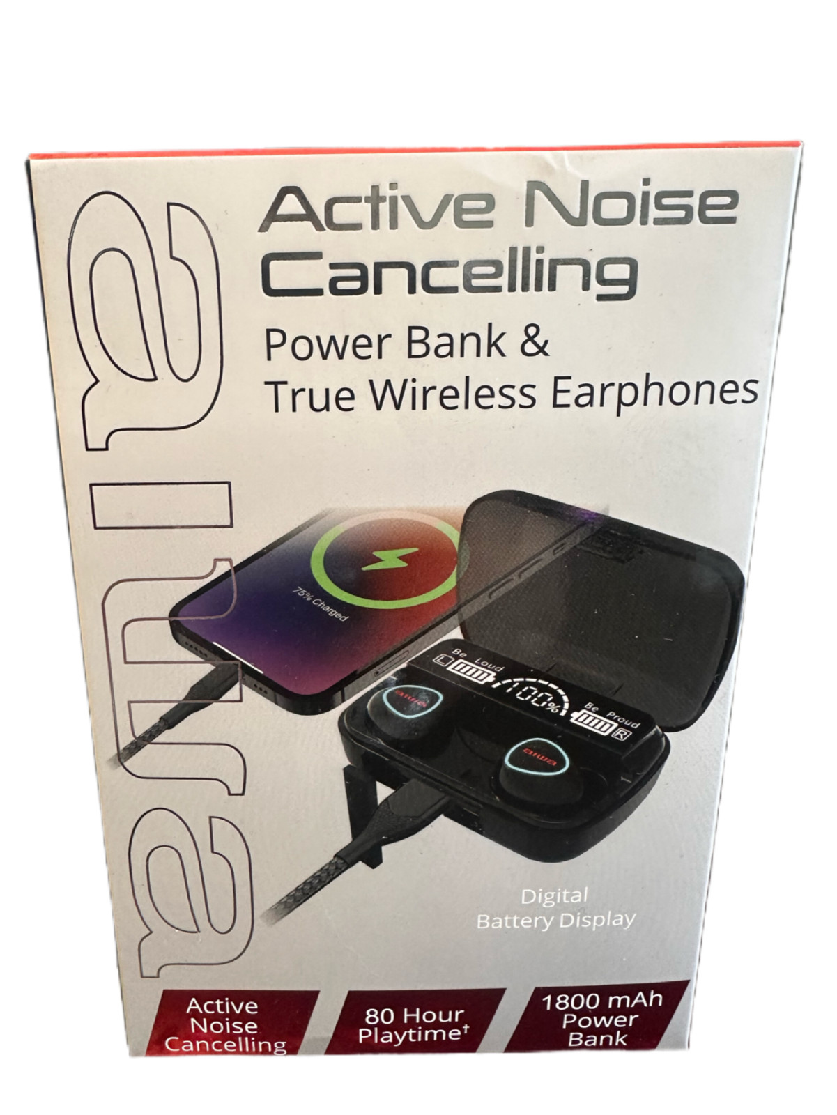 AIWA ACTIVE NOISE CANCELLING WIRELESS EARPHONES/EARBUDS AND 