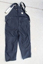 Carhartt Overalls Men 46x30 Black Duck Bib Double Knee Workwear R01 Made USA VTG