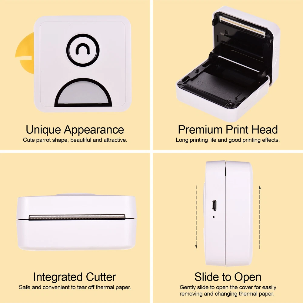 Portable Inkless Bluetooth Mini Photo Printer 203DPI for Journals