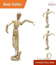 12'' Wooden Art Manikin Small Posing Figure for Drawing and Decor