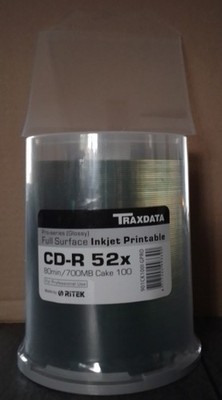 100 Ritek/Traxdata CD-R 80min/700MB white inkjet printable glossy (Pro-series)