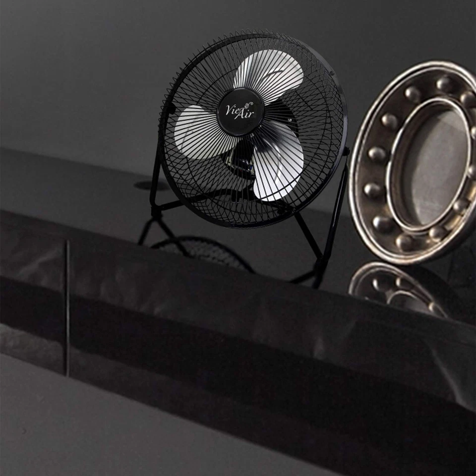 9" High Velocity Tilting 3 Speed Metal Floor Fan, Black - Image 4 of 4