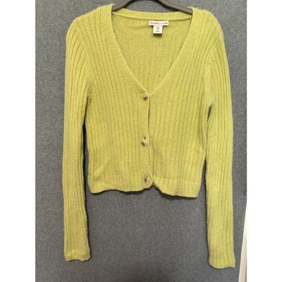 Sincerely Jules Cardigan S Lime Green Cropped Ribbed Soft Girl Y2K Cozy Spring