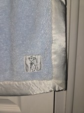 Little Giraffe blue baby Security Blanket sherpa fleece satin border