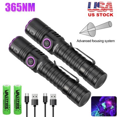 2X UV Ultra Violet LED Flashlight Blacklight Light 365 NM Inspection Lamp Torch