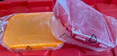 Lot Of 2 LOCK & LOCK Orange Red Rectangular Food Storage Containers 1.3qt NEW