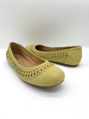 Earth Jett Nubuck Leather Comfort Ballet Flats Sz 9.5 Light Lime Green Braid NEW