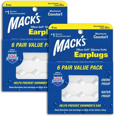  Pillow Soft Silicone Earplugs - 6 Pair (Pack of 2), Value Pack   The Original 
