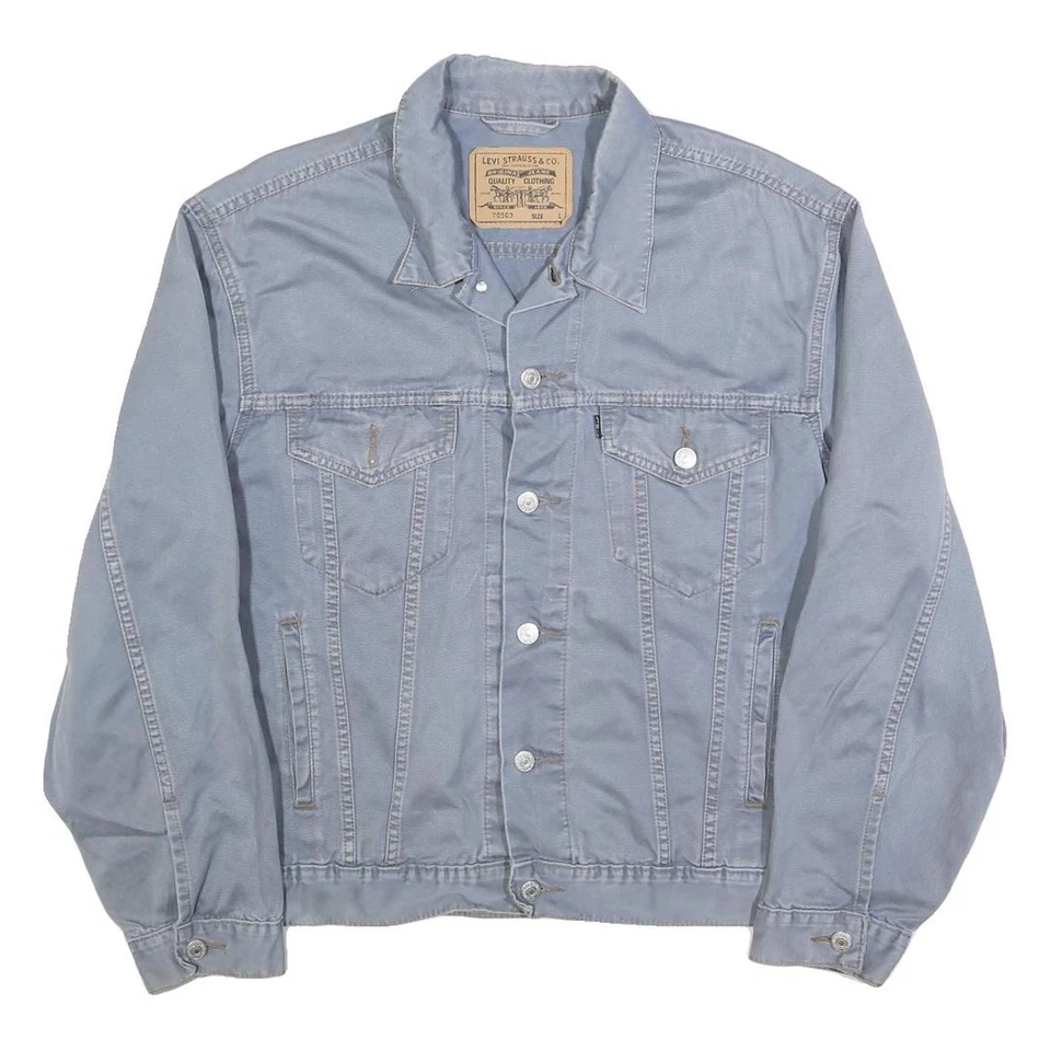 LEVI'S Mens Light Blue Cotton Denim Jacket L Button Plain Casual Classic