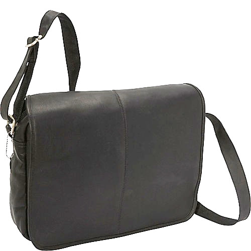 David King & Co. Black Vacquetta  Leather Messenger Bag, Bac