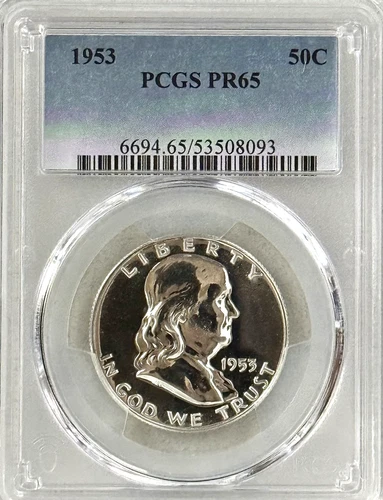 1953 PROOF FRANKLIN PCGS PR65, BRILLIANT, NO SPOTS, HAZE, or UGLY TONING