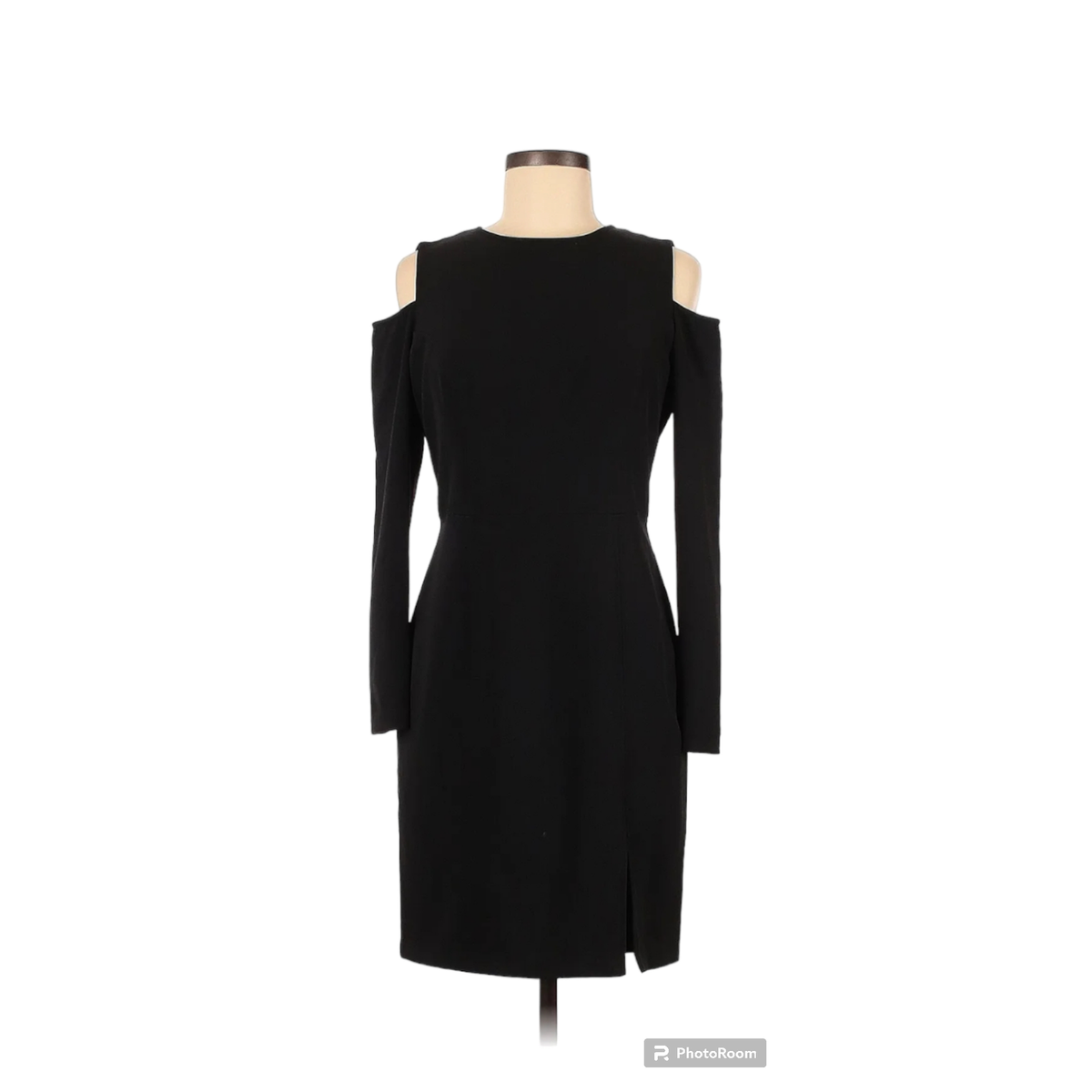 Aidan Mattox Black Cold Shoulder Long Sleeve Front Slit Mini Dress in Size  12 | eBay
