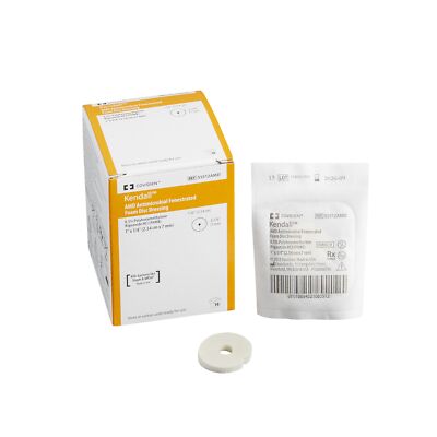 Cardinal Kendall AMD Antimicrobial Foam Discs 1'' Diameter 7 mm Hole BX of 10