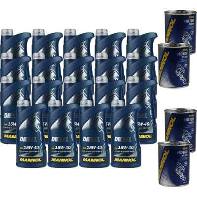 19L Motoröl MANNOL SAE 15W-40 DIESEL 4x MANNOL Motor Flush ADDITIV