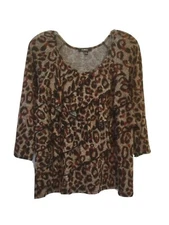 Elementz Women's Animal Print Layered Top PXL