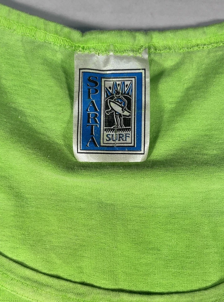 Camiseta sin mangas vintage años 80 Myrtle Beach verde lima camisa puntada única playa hipster Foto 4 de 4