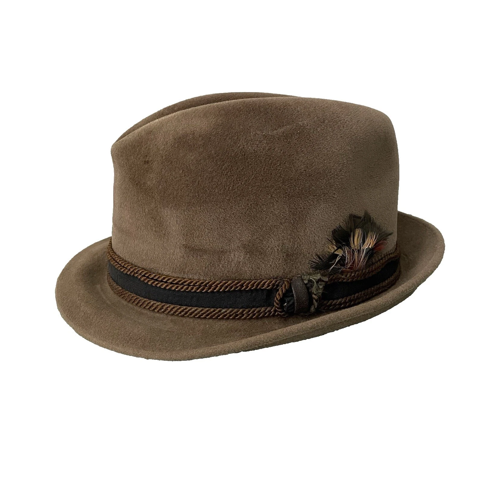 Sombreros vintage marrón Fedora de Piel para Hombres