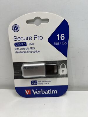 Verbatim Store 'n' Go Secure Pro USB Flash Drive, 16GB, Silver