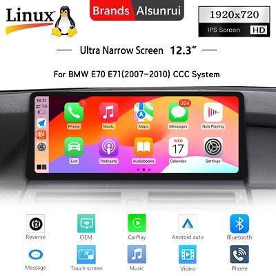 12.3'' CarPlay Android AutoScreen Stereo GPS For BMW X5 E70 X6 E71 CCC 2007-2010