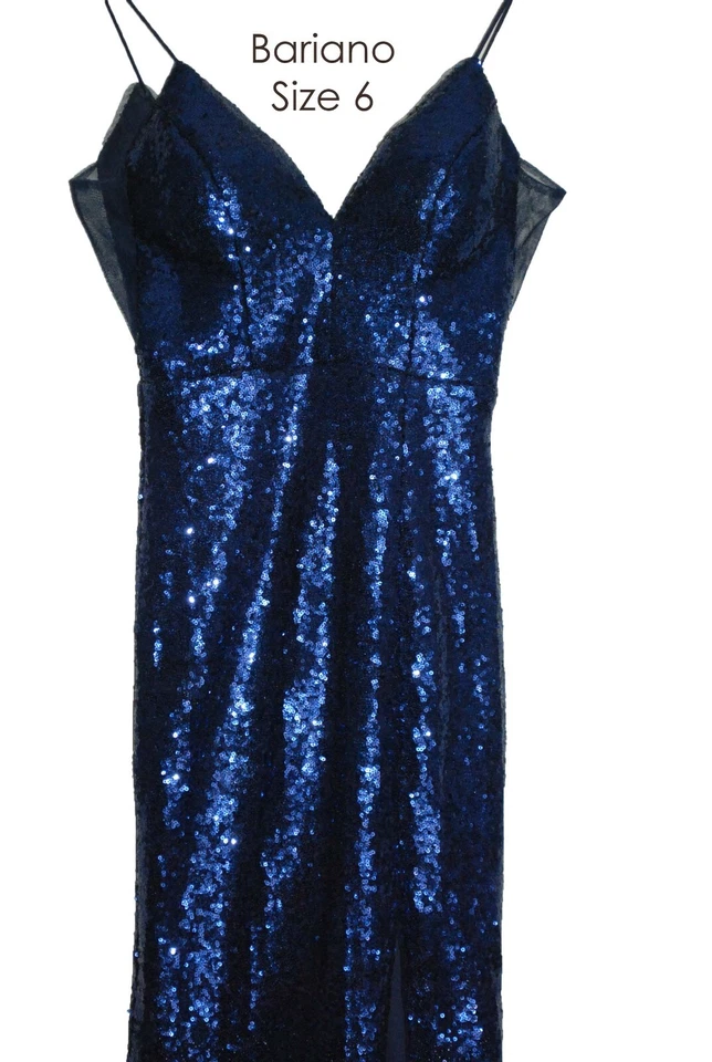 BARIANO - Beautiful Long Blue Formal Gown Dress Size 6 EXCELLENT CONDITION - image 2 of 4