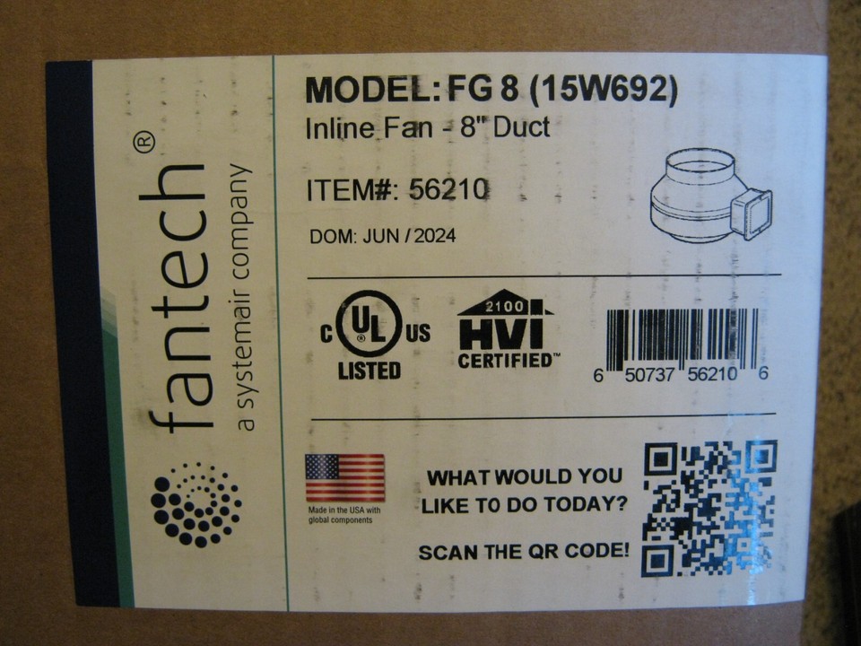FANTECH FG8 INLINE 8" DUCT FAN120VIP441PHFREE SHIPBIN 8 eBay
