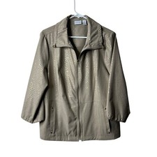 Chicos Zenergy Brown Tan Animal Print Metallic Lightweight Jacket Size Large 2