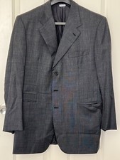 Brioni 100 Wool Grey Plaid Sports Coat Blazer 44R Made in Italy Lucca