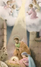 Greetings Christmas Baby Jesus Printed in Italy Religious Prayer Card Vintage