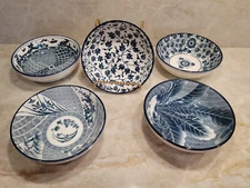 Ceramic Rice Bowls Blue And White  Traditional Retro Style 