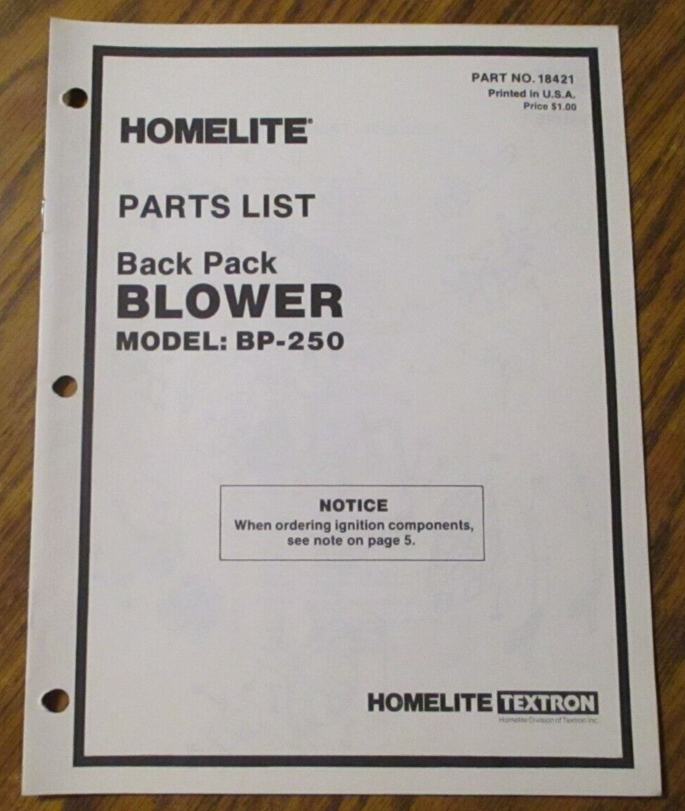 Parts List Manual Catalog Book 18421