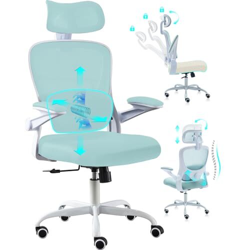 Ergonomic Office Chair with Tilt-Lock, Home Office Desk Chair with Lake Blue