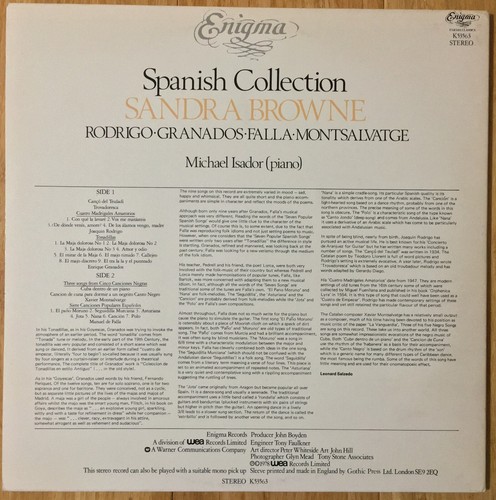 SANDRA BROWNE FALLA/RODRIGO/GRANADOS Spanish Collection 1978 ENIGMA EX/EX - Picture 3 of 3