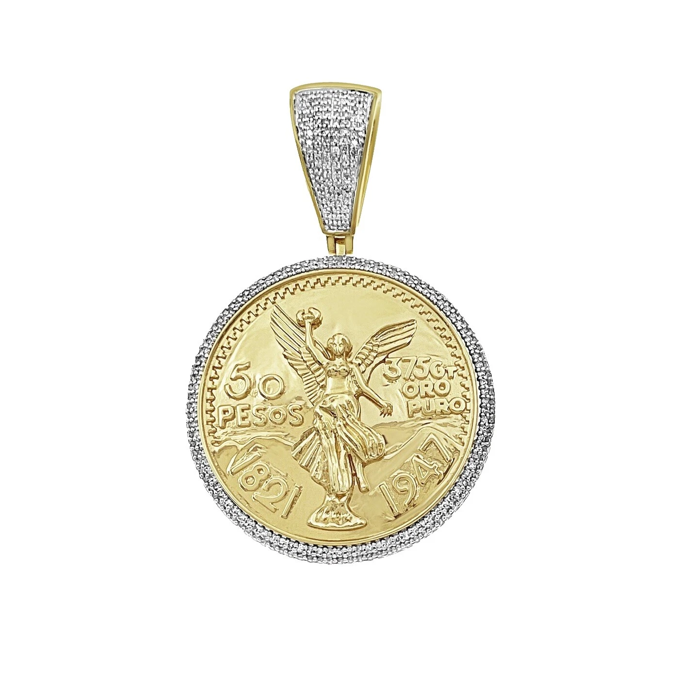 Monedas y dinero colgantes de oro amarillo de 14k para Hombre