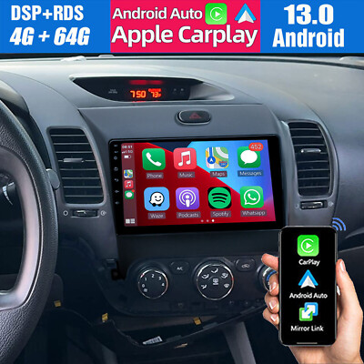 4+64GB For Kia Forte 2013-2018 Car Radio Android 13 GPS Stereo CarPlay + AHD Cam