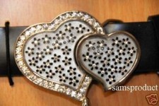 Double heart Rhinestone black flower valentine buckle