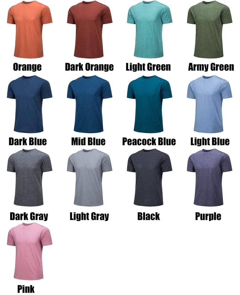 Camisetas lisas de manga corta para hombre de secado rápido ligeras calce atlético gimnasio entrenamiento Foto 2 de 4